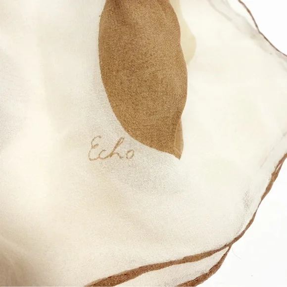 Echo Cream Scarf with Tan Polka-Dot Accent - Picture 2 of 8